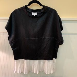 Black and White Laura Delman Silk Ruffled Top NWOT